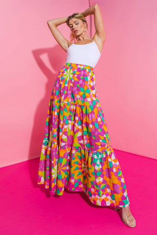 FLYING TOMATO - A printed poplin skirt-IK7486
