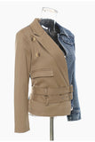 DRC Two-Tone Belted Blazer Denim Jacket