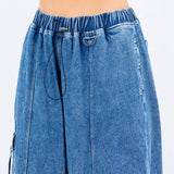 DENIM CARGO PARACHUTE JOGGERS-RJJ30610: BLUE WASH / S