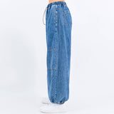 DENIM CARGO PARACHUTE JOGGERS-RJJ30610: BLUE WASH / S
