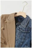 DRC Two-Tone Belted Blazer Denim Jacket