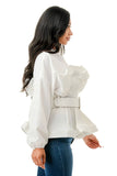 Plus Size Ruffles Blouse Shirt: Fuchsia / 2X