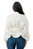 Plus Size Ruffles Blouse Shirt: Fuchsia / 3X