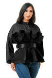 Plus Size Ruffles Blouse Shirt: Fuchsia / 2X