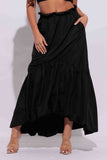 Shirring maxi skirt with pockets: S / BLACK