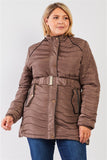 Quilt Faux Fur Detachable Hood Puffer Jacket