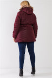 Quilt Faux Fur Detachable Hood Puffer Jacket