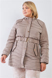 Quilt Faux Fur Detachable Hood Puffer Jacket