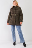 Quilt Faux Fur Detachable Hood Puffer Jacket