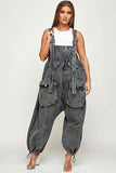 BEBLESSED - SUPER BAGGY ACID VINTAGE WASH DENIM JUMPSUIT HALEM PANTS