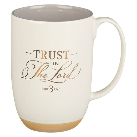 Christian Art Gifts - Trust in the Lord white Ceramic Coffee Mug with Clay Base