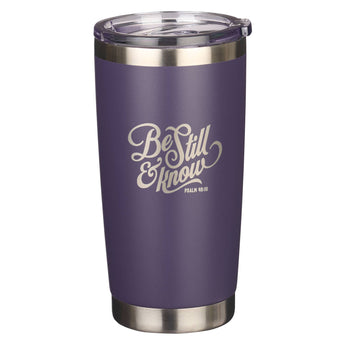 Christian Art Gifts - Be Still Purple Stainless Steel Travel Coffee Mug